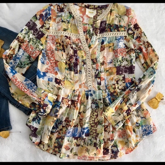 Anthropologie Tops - Rare Anthropologie Maeve Patchwork Popover - Small